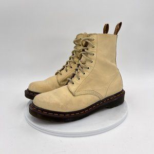 Dr Martens 1460 Pascal Women Size 8 Cream Beige Leather Lace Up Combat Boot